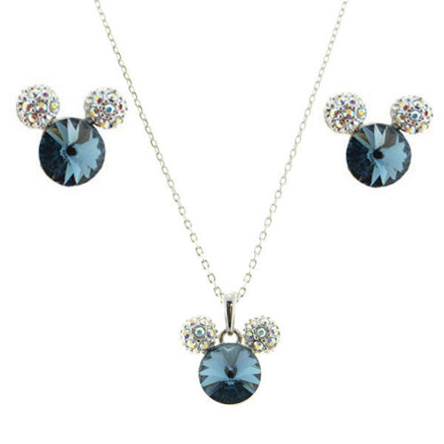 Picture of Crystal Mikey Mouse Design Necklace And Earrings Set Of 3. Montana (207) Color