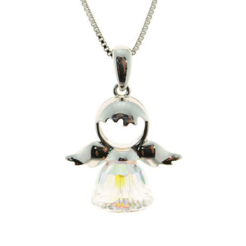 Picture of Crystal Angel Shape Necklace. Crystal Aurore Boreale (001 Ab) Color
