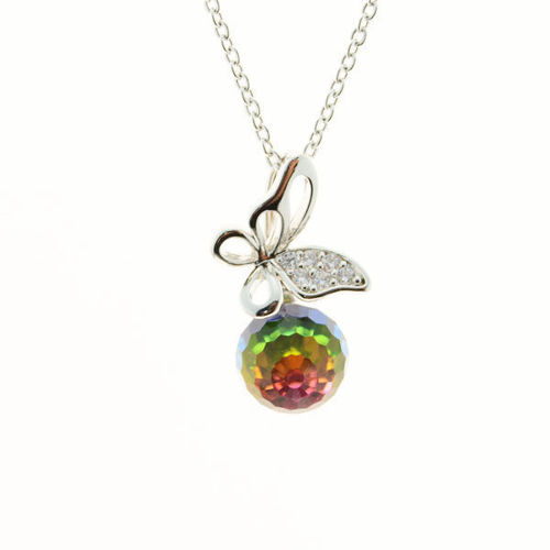 Picture of Crystal Butterfly Shape Necklace. Crystal Vitrail Medium (001 Vm) Color
