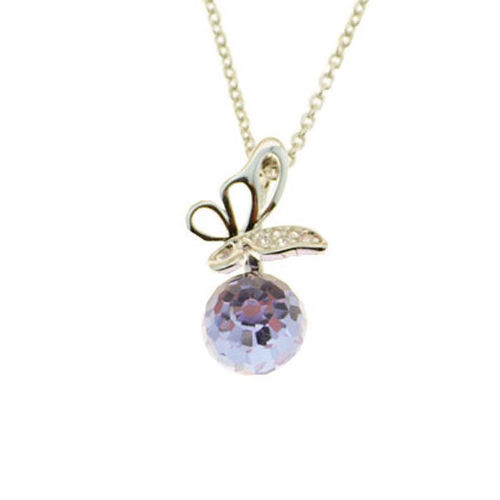 Picture of Crystal Butterfly Shape Necklace. Violet (371) Color