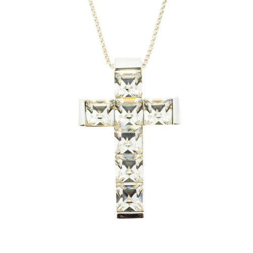 Picture of Crystal Cross Necklace. Crystal  Color