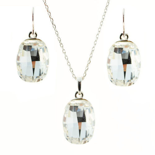 Picture of Crystal Necklace And Earrings Set Of 3. Crystal  Color