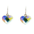 Picture of Crystal Heart On Butterfly Earrings Cryatal From Swarovski. Crystal Aurore Boreale (001 Ab) Color