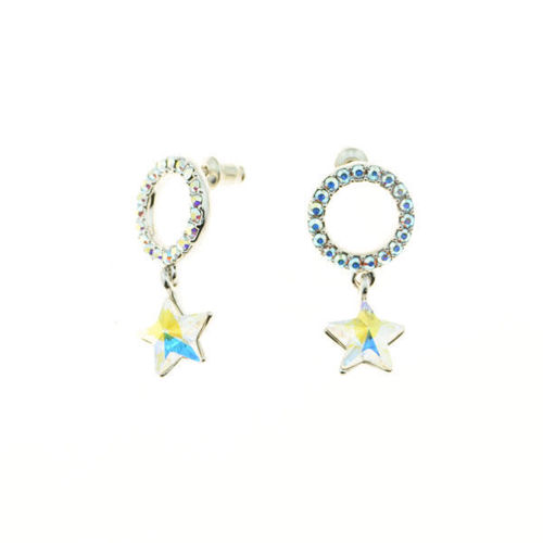 Picture of Crystal star dangle Post Earring. Crystal Aurore Boreale color (001ab)