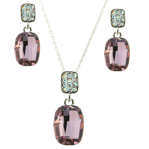 Picture of Crystal Necklace And Earrings Set Of 3. Amethyst color (204)