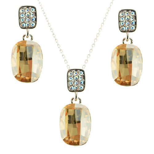 Picture of Crystal Necklace And Earrings Set Of 3. ) Topaz color (203)