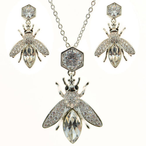 Picture of Crystal Bee Design Necklace And Earrings Set Of 3. Crystal  Color (001)
