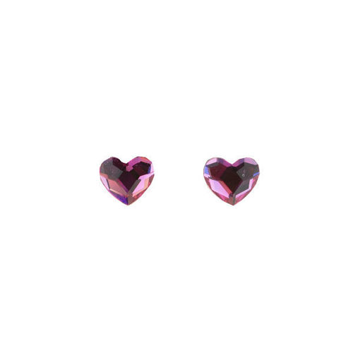 Picture of Crystal  Heart Shape Earrings Pierced Sterling Silver Post Fuchsia(502)color