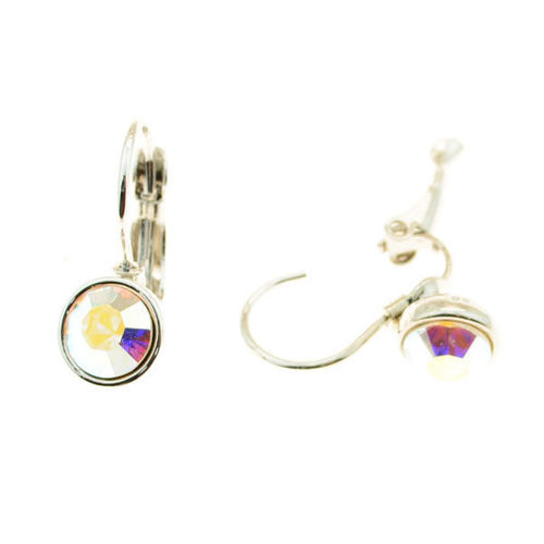 Picture of Crystal Earrings Round Shape Clip Pierced Sterling Silver Crystal Copper (001OCP)  Color