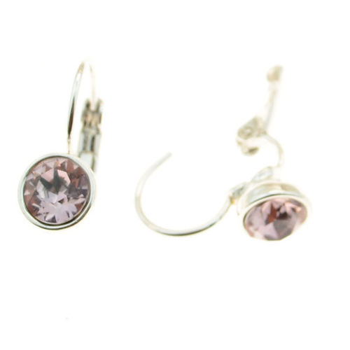 Picture of Crystal Earrings Round Shape Clip Pierced Sterling Silver Post Amethyst (204)  Color