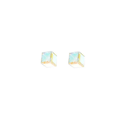 Picture of Crystal Earrings Solid Square Shape Pierced Sterling Silver Post Aurore Boreale(001AB)