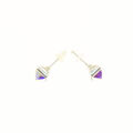 Picture of Crystal Earrings Square Pierced Sterling Silver Post Aurore Boreale (001AB) Color