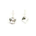 Picture of Crystal Earrings Solid Square Shape Pierced Sterling Silver Post Crystal Heliotrope (001HEL) Color