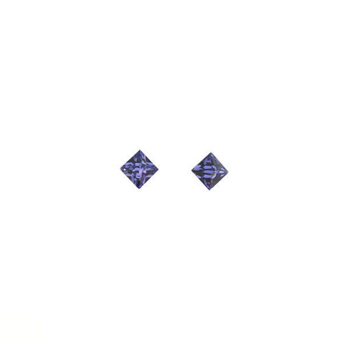 Picture of Crystal Earrings Square Pierced Sterling Silver Post Purple Velvet (277) Color