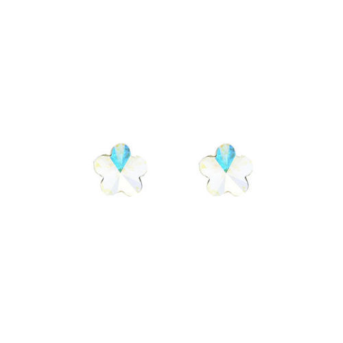 Picture of Crystal Flower Shape Earrings Pierced Sterling Silver Post Crystal Aurore Boreale (001AB) Color