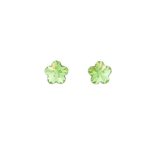 Picture of Crystal Flower Shape Earrings Pierced Sterling Silver Post Peridot (214) Coror