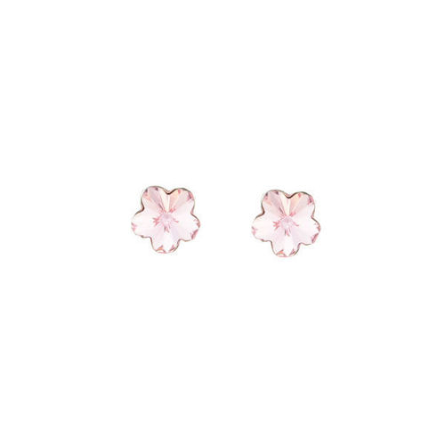 Picture of Crystal Flower Shape Earrings Pierced Sterling Silver Post Rose Peach (262)