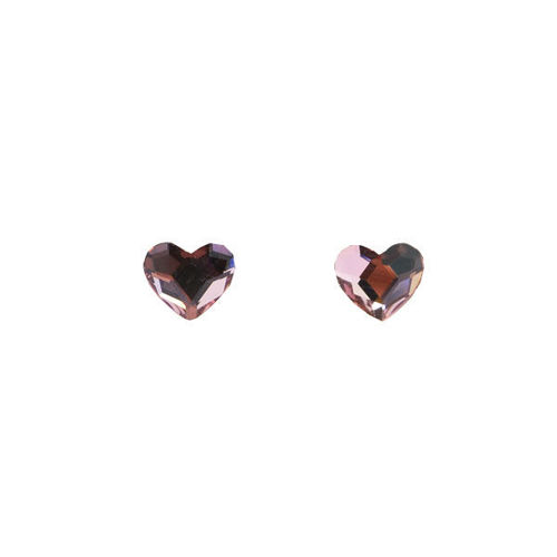 Picture of Crystal Heart Shape Earrings Pierced Sterling Silver Post Amethyst(204)color