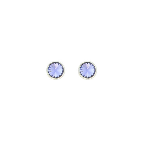 Picture of Crystal Round Shape Earrings Pierced Sterling Silver Post Purple Velvet (277) Color