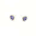 Picture of Crystal Round shape Earrings Pierced Sterling Silver Post Tanzanite(539) Color