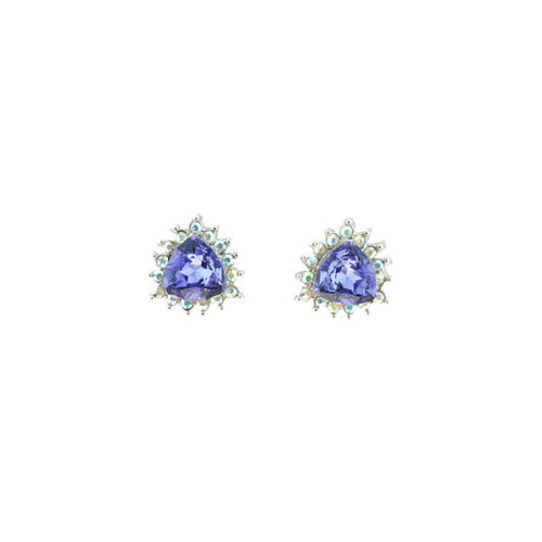 Picture of Crystal triangle shape Earrings Pierced Sterling Silver Post Purple Velvet (277)Color