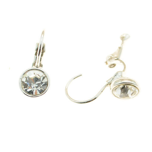 Picture of Crystal Earrings Round Shape Clip Pierced Sterling Silver Post Crystal  (001)  Color