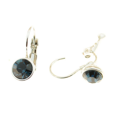 Picture of Crystal Earrings Round Shape Clip Pierced Sterling Silver Post Montana(207)  Color