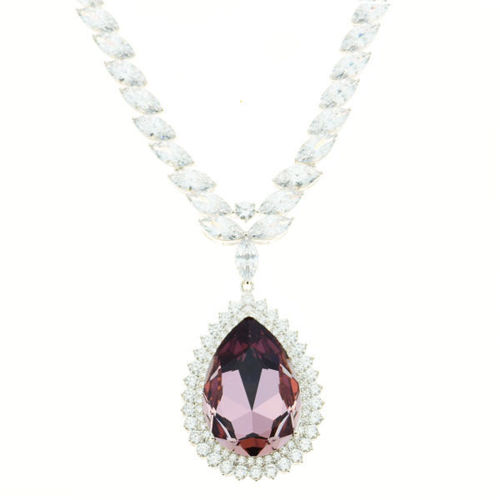 Picture of Crystal Oval Shape Necklace. Amethyst (204) Color