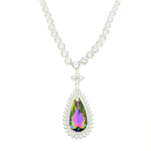 Picture of Crystal Oval Shape Necklace. Crystal  Color