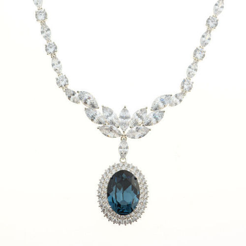 Picture of Crystal Oval Shape Necklace. Montana (207) Color