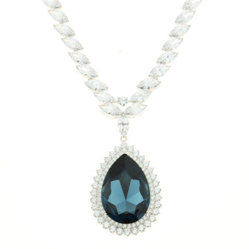 Picture of Crystal Oval Shape Necklace. Montana (207) Color