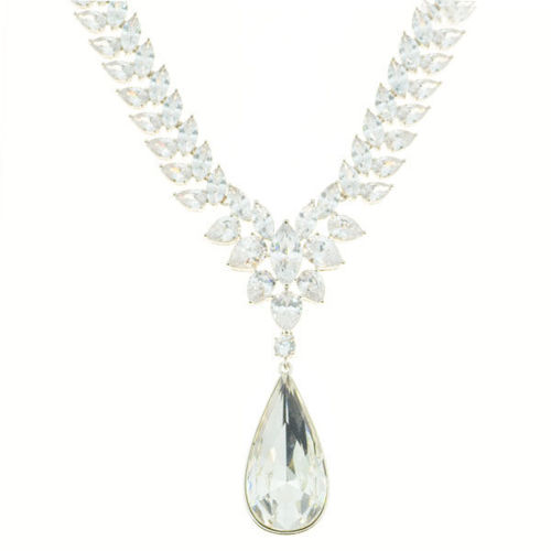 Picture of Crystal Teardrop Shape Necklace. Crystal  Color