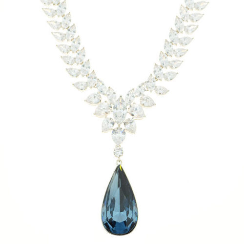 Picture of Crystal Teardrop Shape Necklace. Montana (207) Color