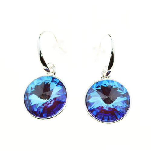 Picture of Crystal Circle Drop Dangle Hook Earrings. Crystal Red Magma (001 Redm) Color