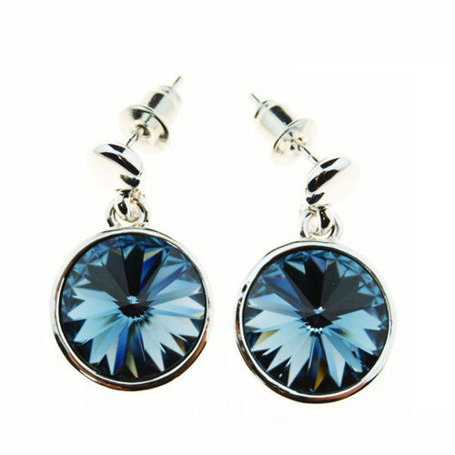 Picture of Crystal Circle Post Earring. Montana (207) Color