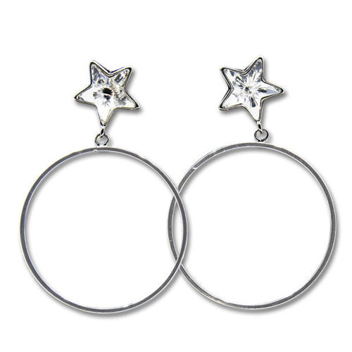 Picture of Crystal Circle Star Post Earrings Crystsl From Swarovski. Crystal  Color