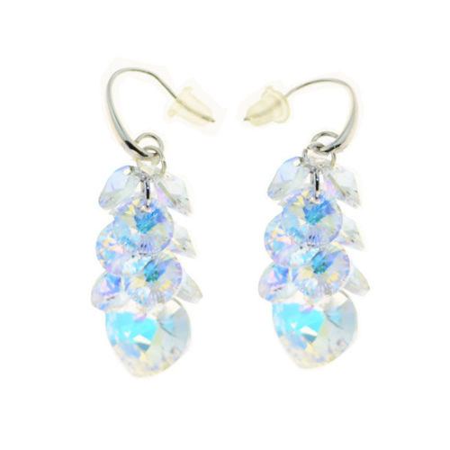 Picture of Crystal Cube Drop Aurora Borealis Earrings. Crystal Aurore Boreale (001 Ab) Color