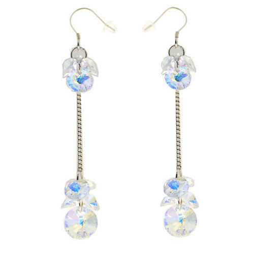 Picture of Crystal Cube Drop Aurora Borealis Earrings. Crystal Aurore Boreale (001 Ab) Color