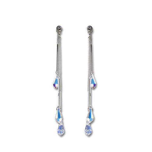 Picture of Crystal Cube Drop Changing Aurora Borealis Earrings. Crystal Aurore Boreale (001 Ab) Color