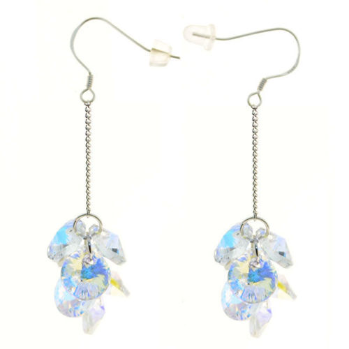 Picture of Crystal Cube Drop Changing Aurora Borealis Earrings. Crystal Aurore Boreale (001 Ab) Color