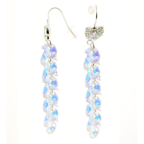 Picture of Crystal Cube Drop Changing Aurora Borealis Earrings. Crystal Aurore Boreale (001 Ab) Color