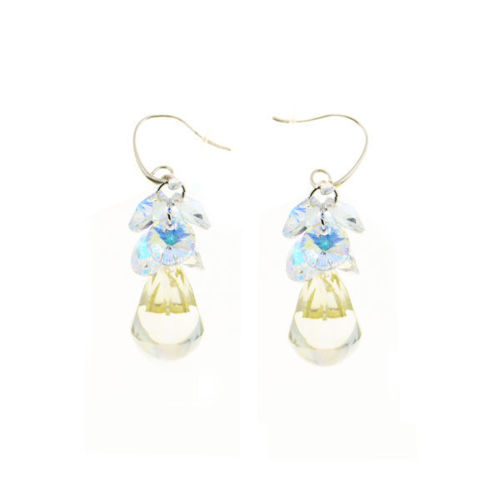 Picture of Crystal Cube Drop Dangle Earrings. Crystal Aurore Boreale (001 Ab) Color