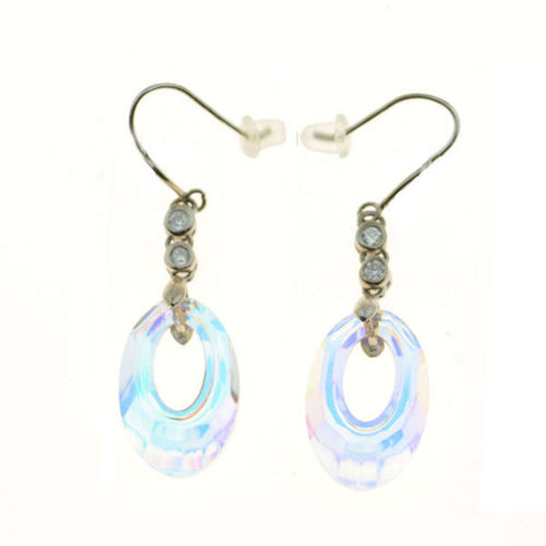 Picture of Crystal Dangle Bella Hook Earrings. Crystal Aurore Boreale (001 Ab) Color