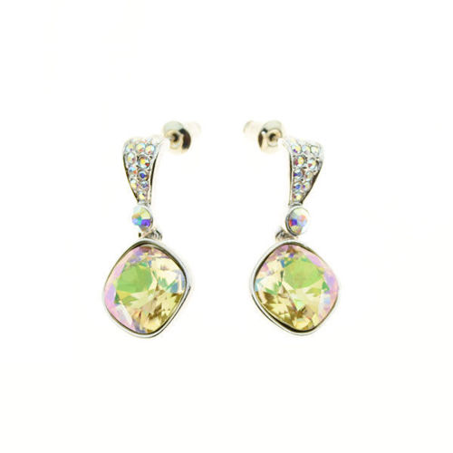 Picture of Crystal Dangle Pierced Earrings. Topaz (203) Color