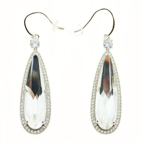 Picture of Crystal Dangle Piersed Hook Earrings. Crystal  Color