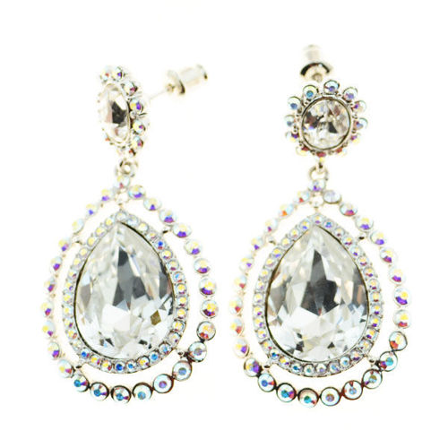 Crystal Jewelry Store. Crystal Double Teardrop Dangle Pierced Earrings ...