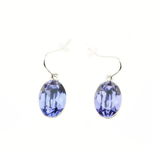 Picture of Crystal Oval Hook Earrings. Purple Velvet (277) Color