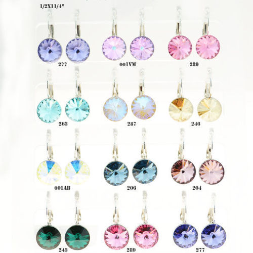 Picture of Crystal Earrings Pierced Sterling Silver Post Set Of 12. Mix Color