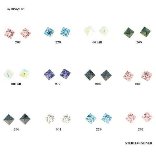 Picture of Crystal Earrings Pierced Sterling Silver Post Set Of 12. Mix Color