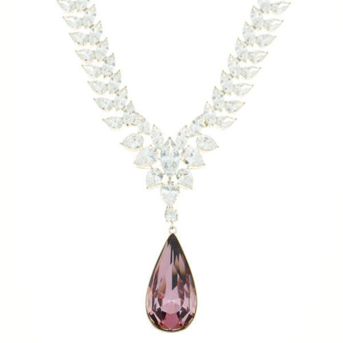 Picture of Crystal Teardrop Shape Necklace. Amethyst (204) Color